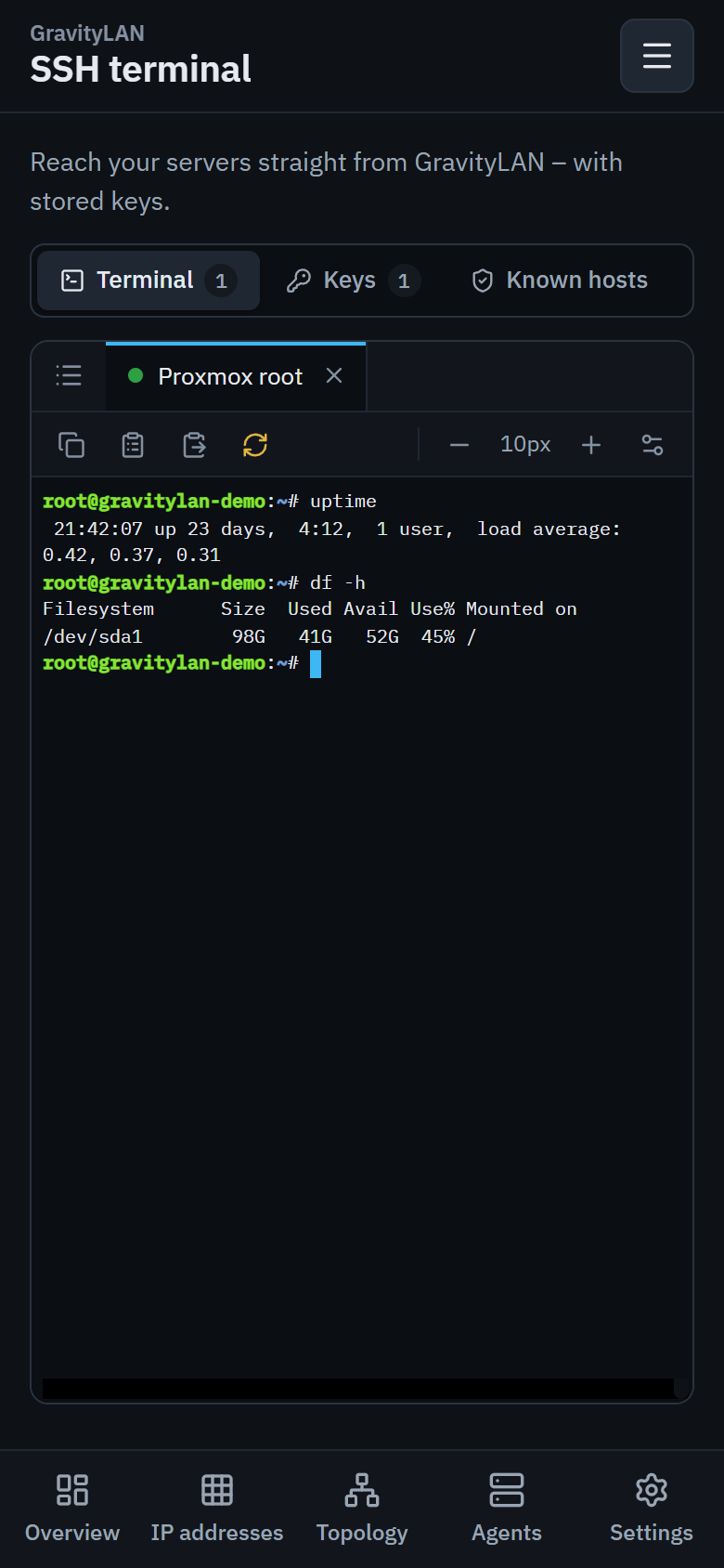 SSH terminal on a phone
