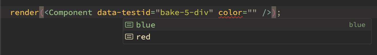 Typescript intellisense showing the values of variants