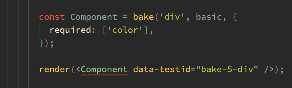 Typescript intellisense showing a red line under baked component