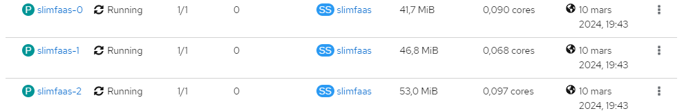 SlimFaas CPU and memory usage