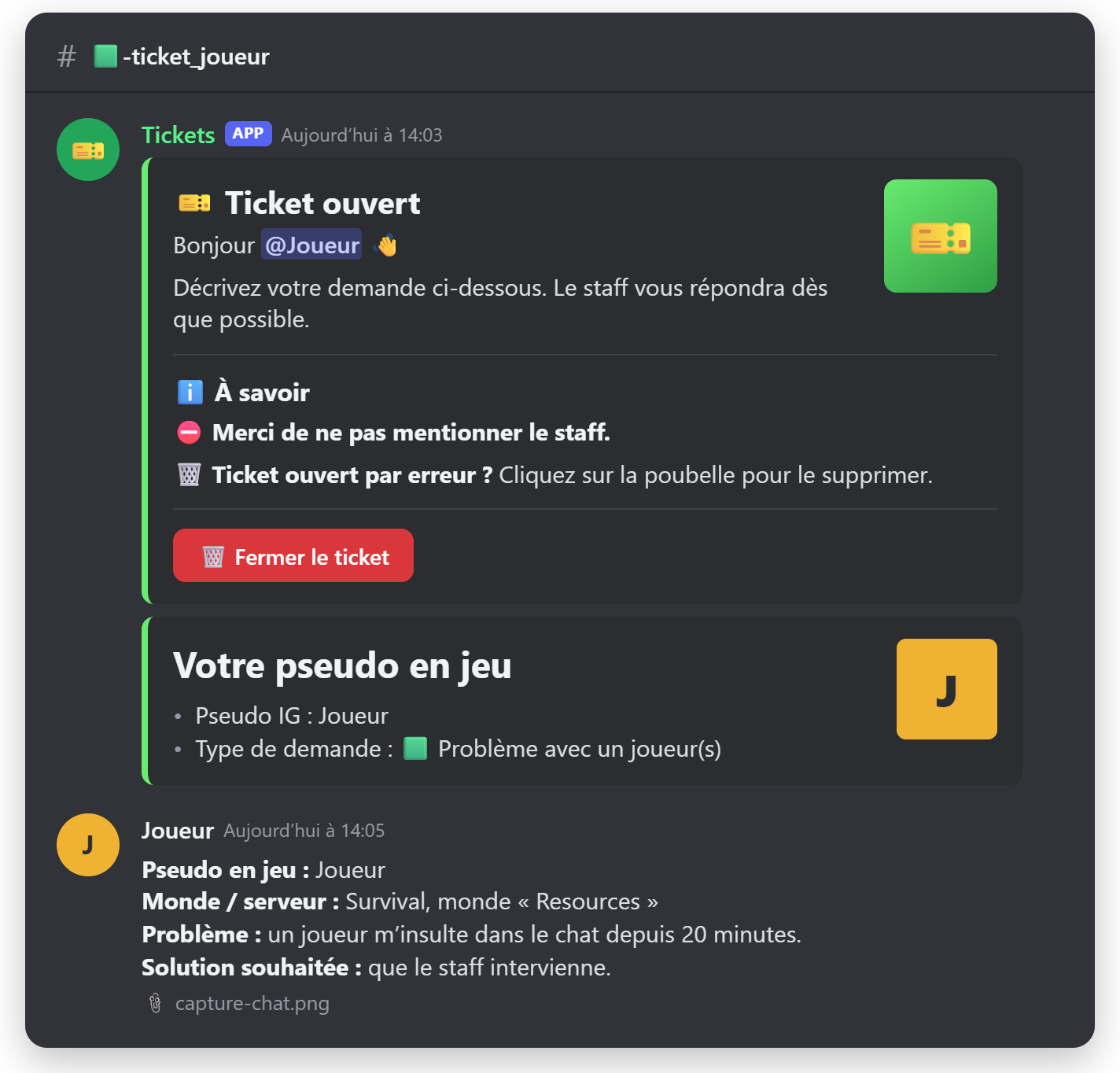 Salon privé d'un ticket