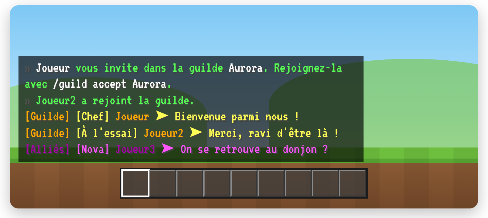 Invitation et chats de guilde