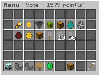 Boutique de points de vote accessible avec la commande voteshop