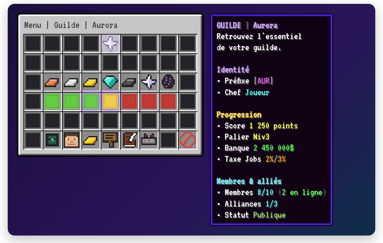 Menu de guilde