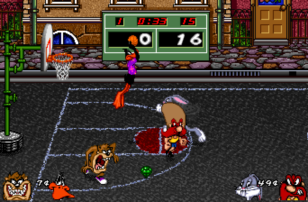 Daffy going up for a dunk