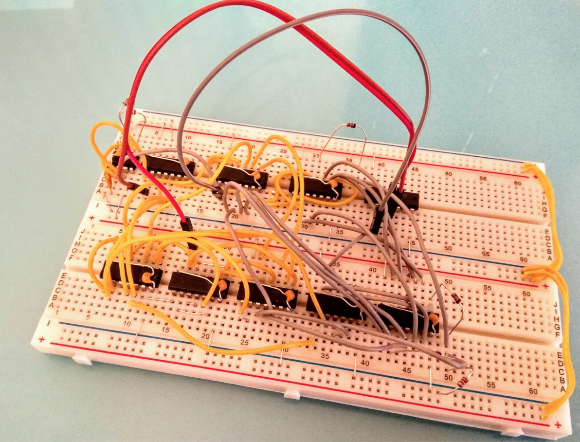 The design on a breadboard