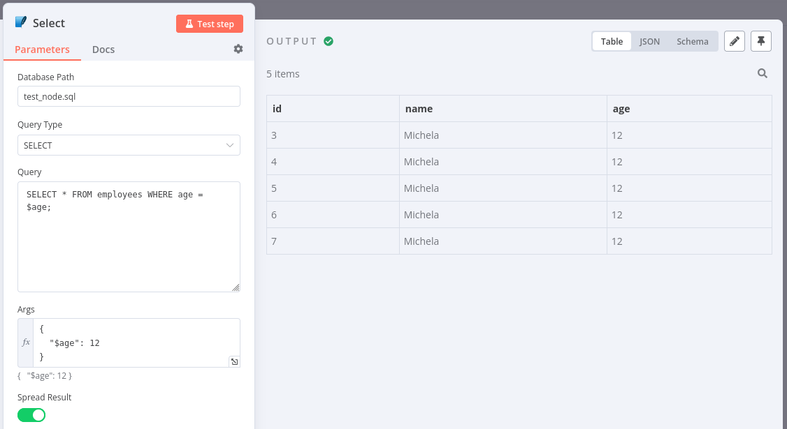 Select spread