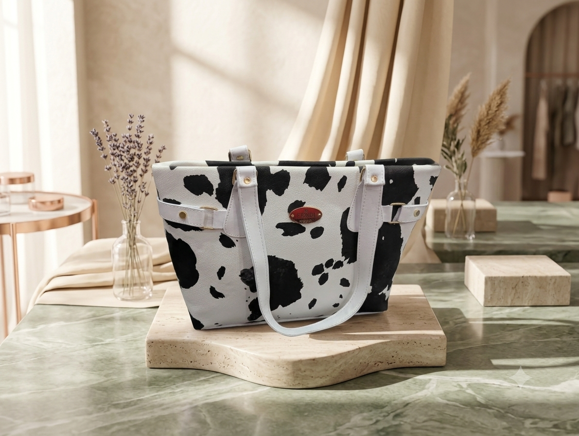 Trevo Monochrome Cow Print Tote