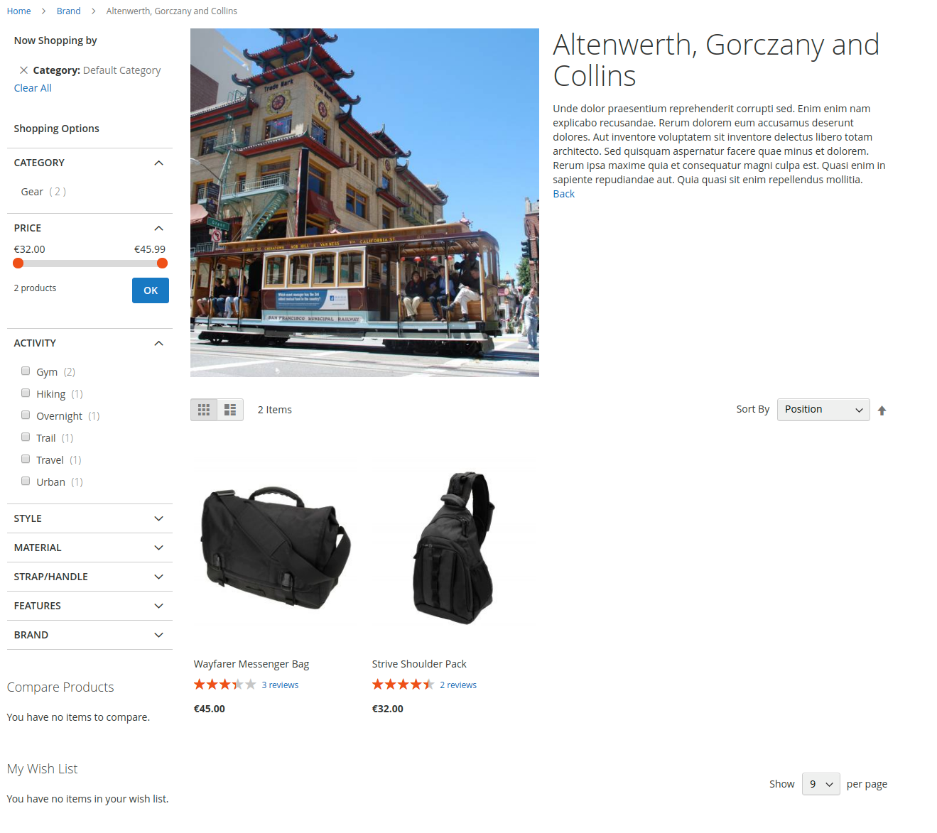Custom entity page with product listing