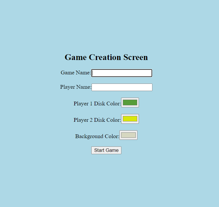 Game Create Screen