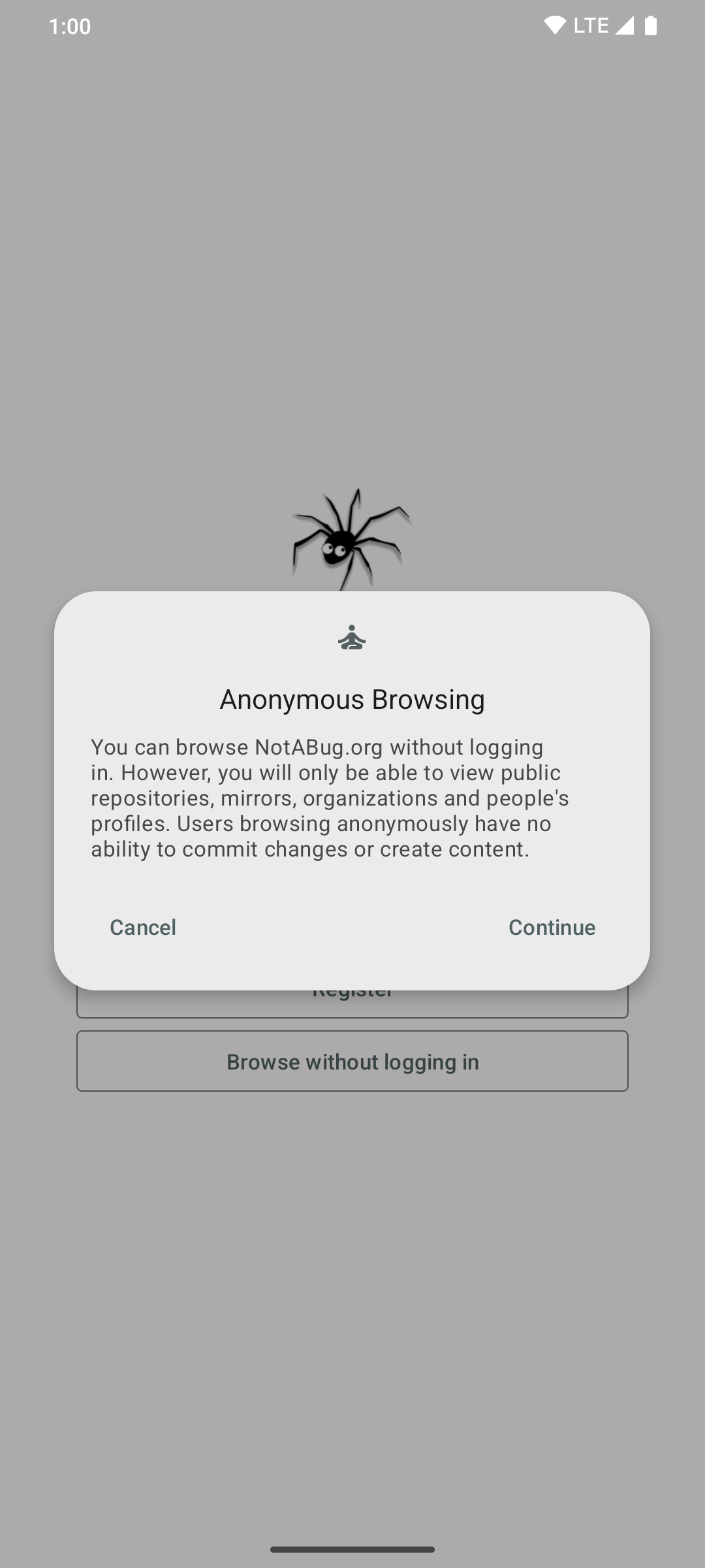 Dialog - Anonymous Browsing