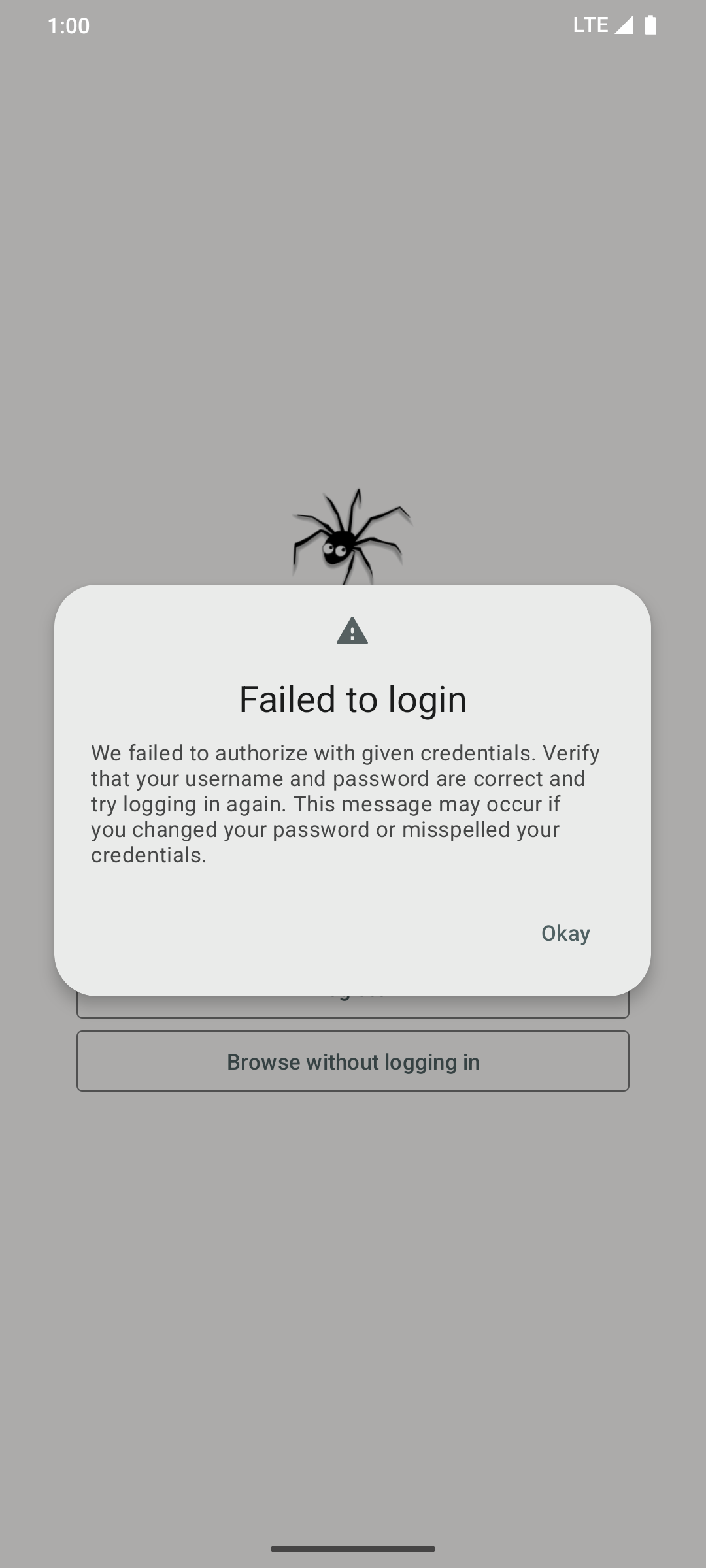 Dialog - Login Failure