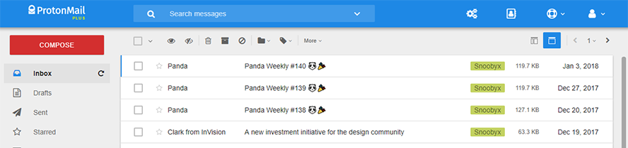 ProtonMail Material - Inbox
