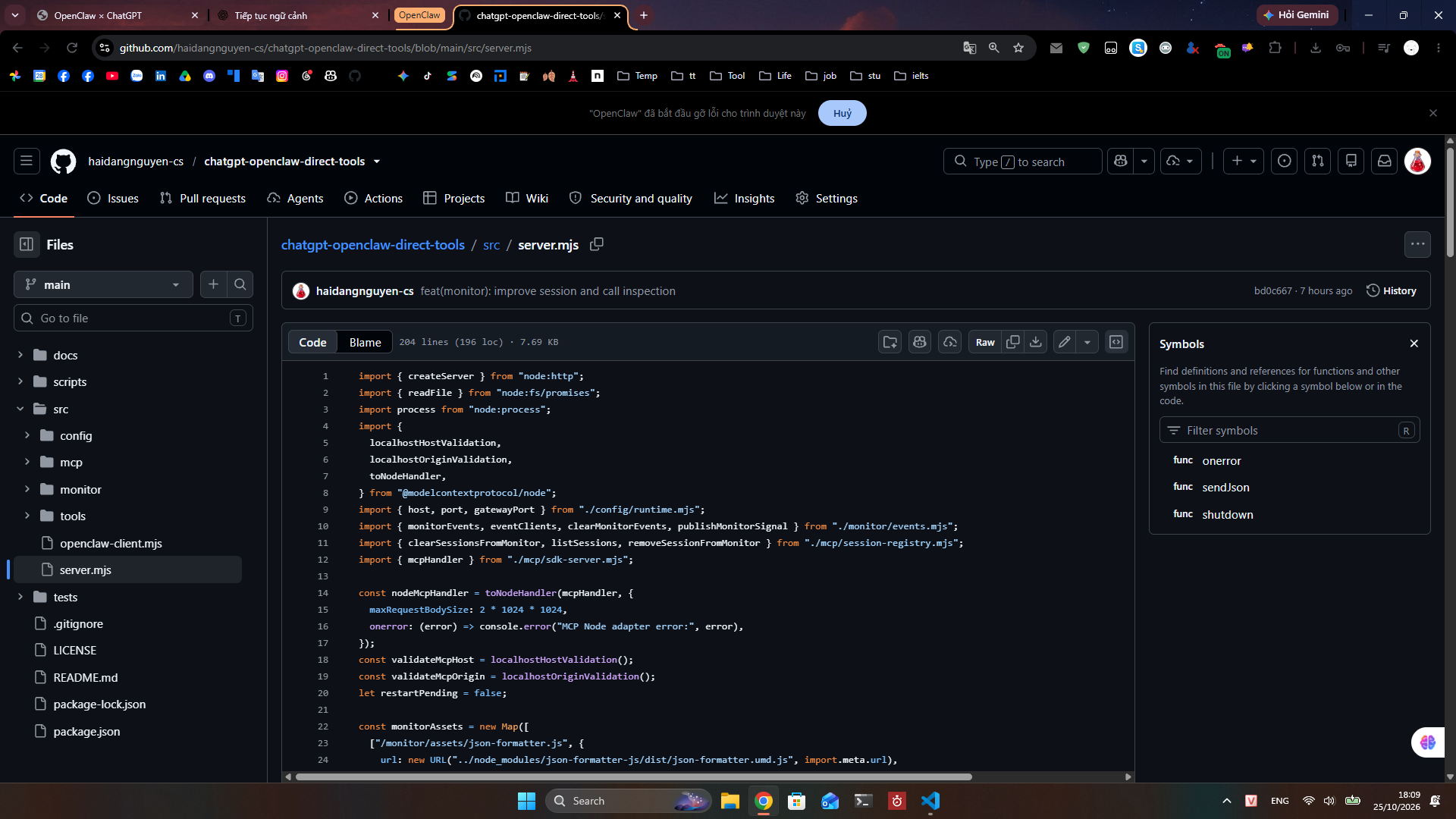 Browser automation navigating the repository and opening a source file on GitHub