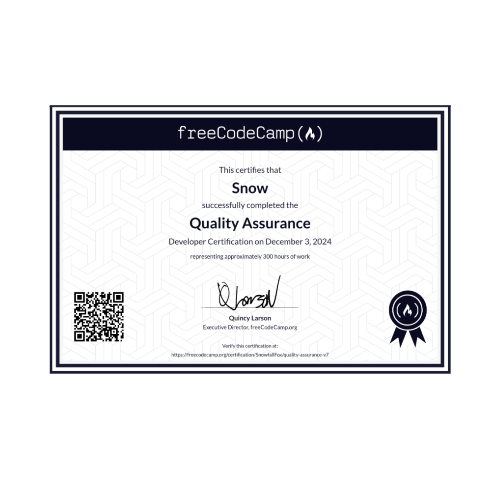 Quality Assurance Certificate Preview Image