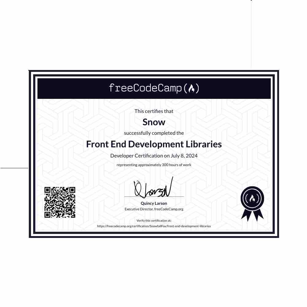 Front-end certificate Preview Image