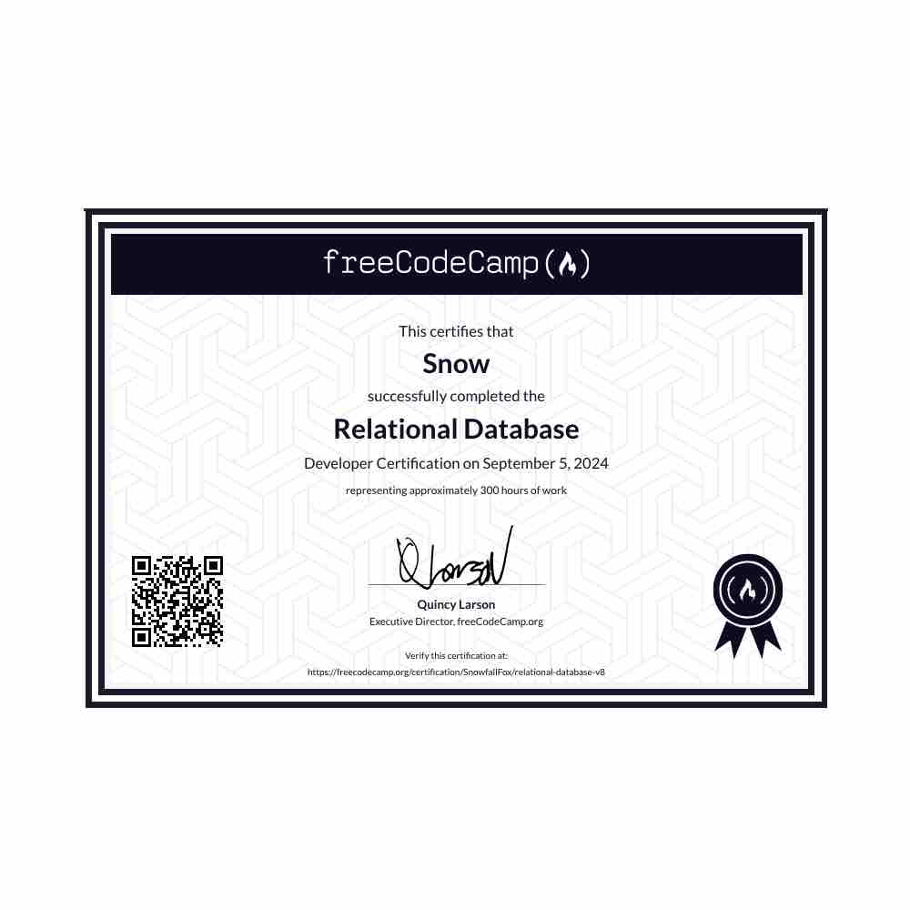 Relational data certificate Preview Image