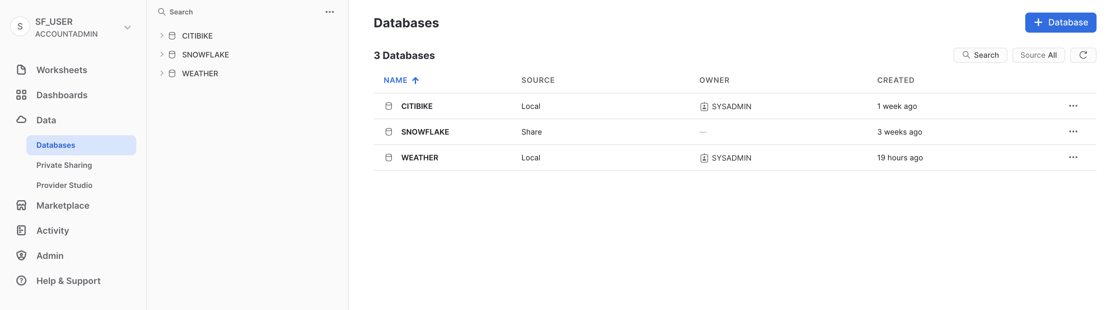 データベースアイコンの上の矢印