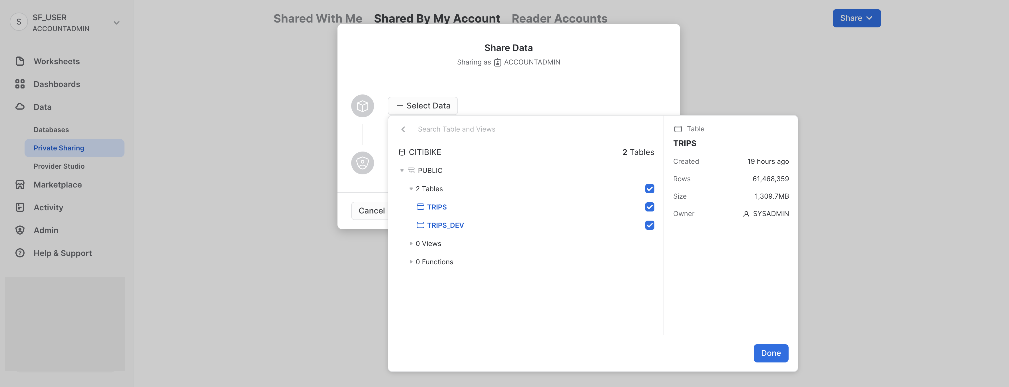 フィールドの共有