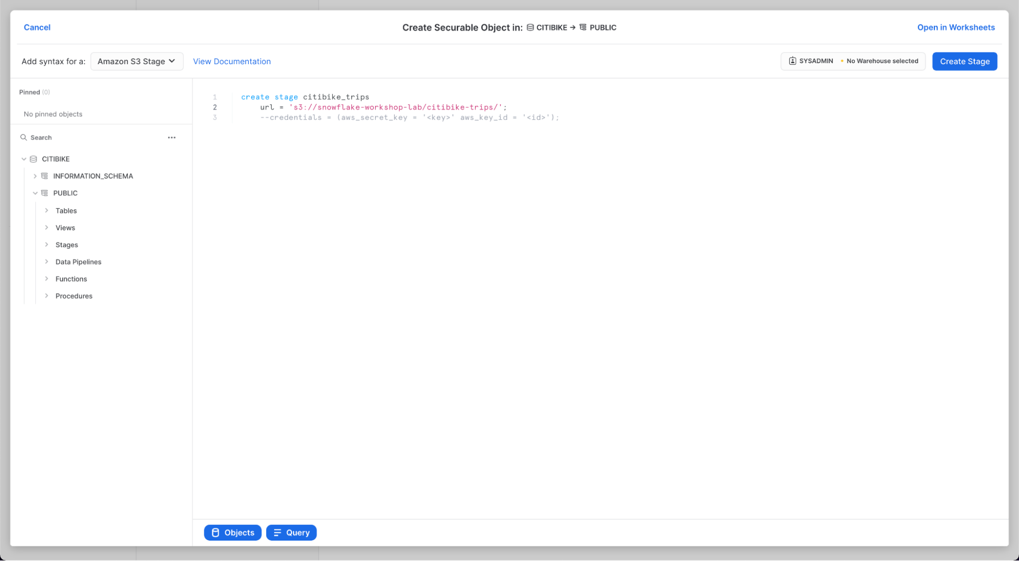 ステージ設定の作成