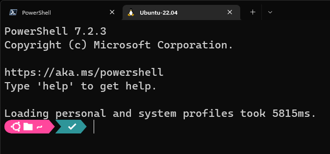 The Ubuntu prompt in WSL.