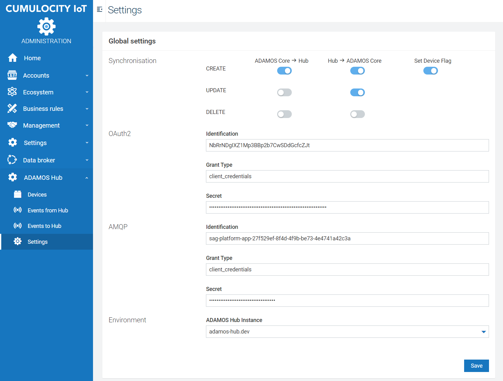 Hub Connector Global Settings