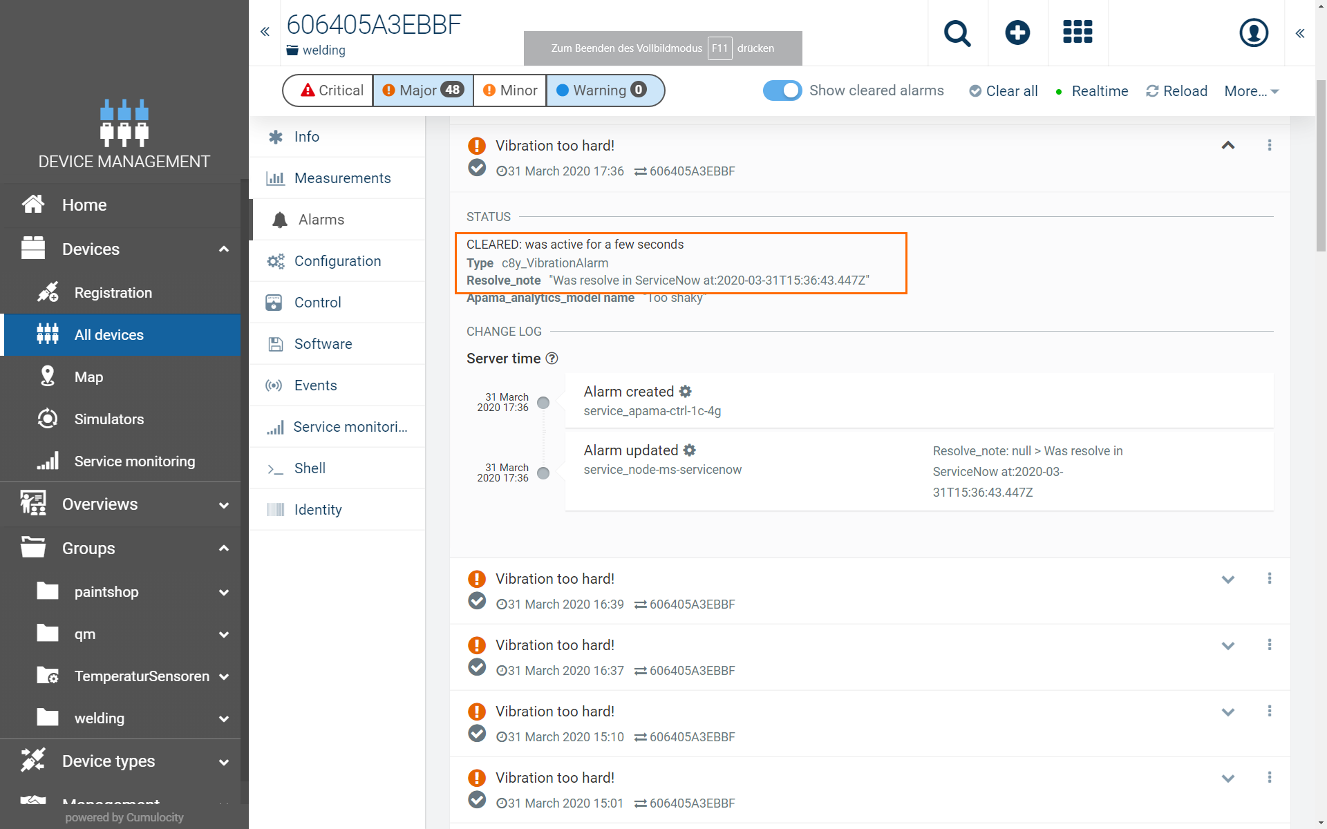Cumulocity Microservice Servicenow