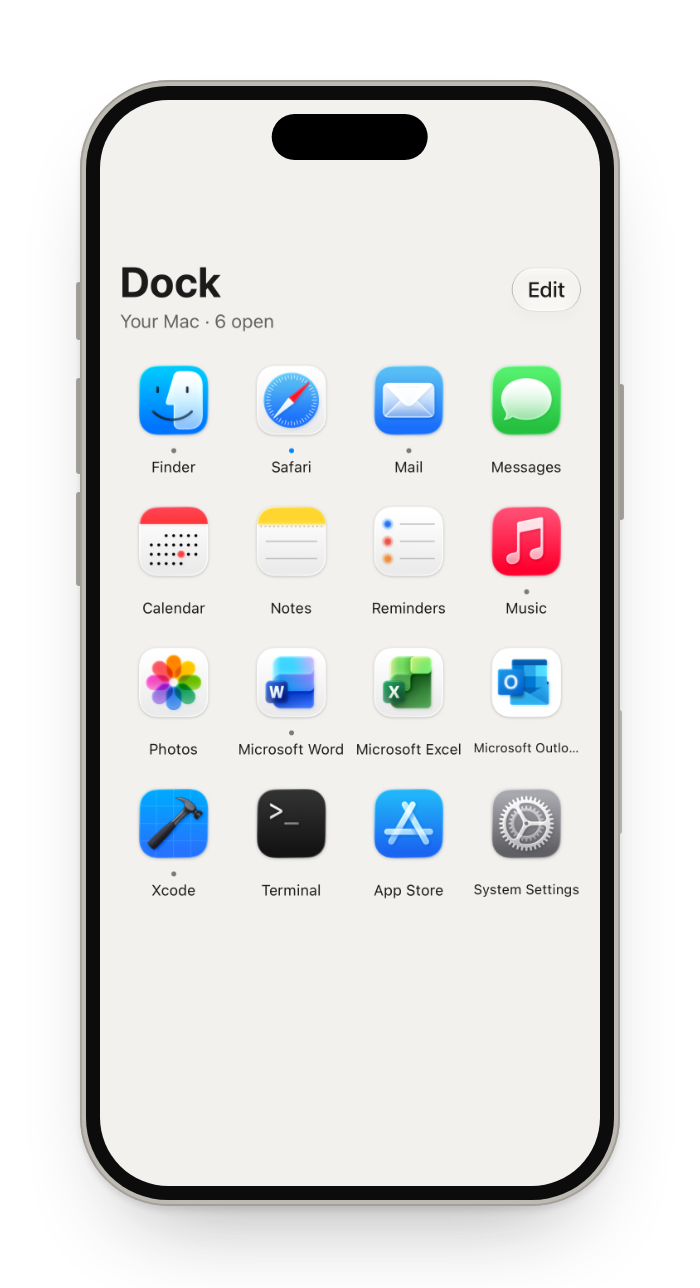 Dock: the Mac's Dock apps as large buttons