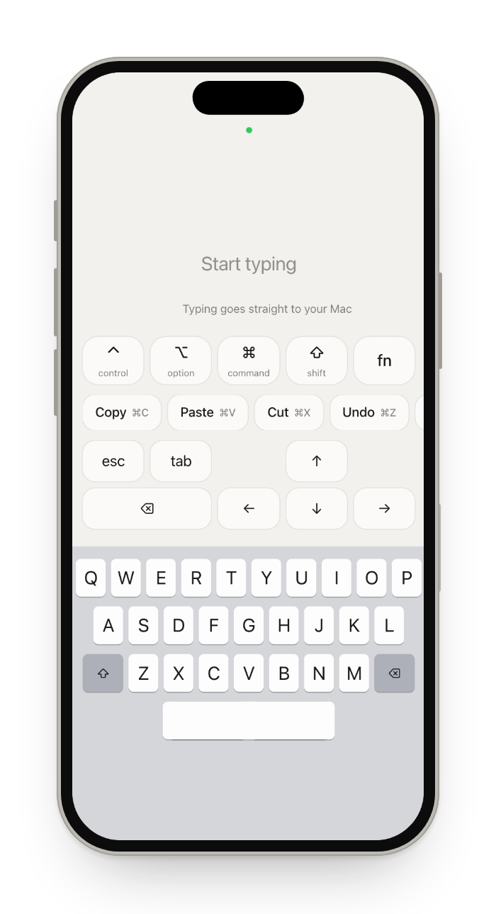 Keyboard: modifier keys, shortcuts and arrows above the letter keys