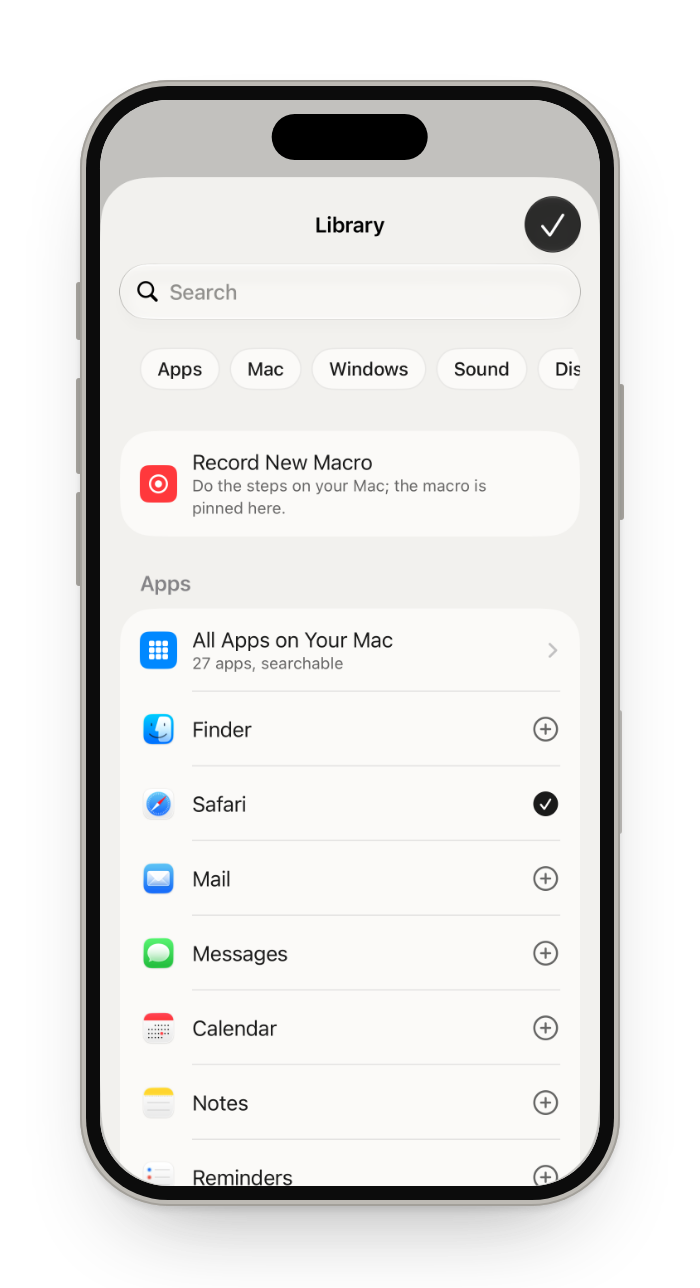 Library: search every button you can pin