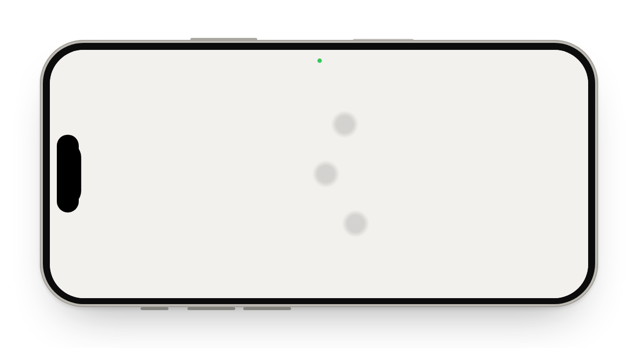 Trackpad: the iPhone held sideways, with three finger dots on the touch surface