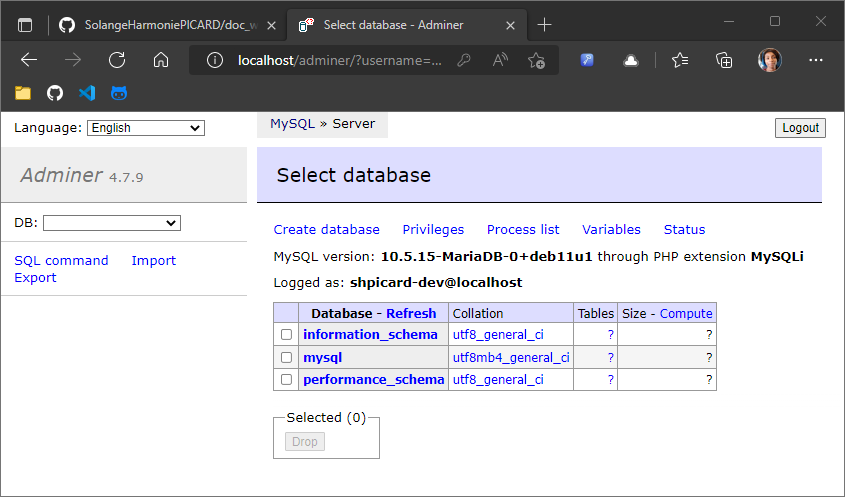 Adminer GUI