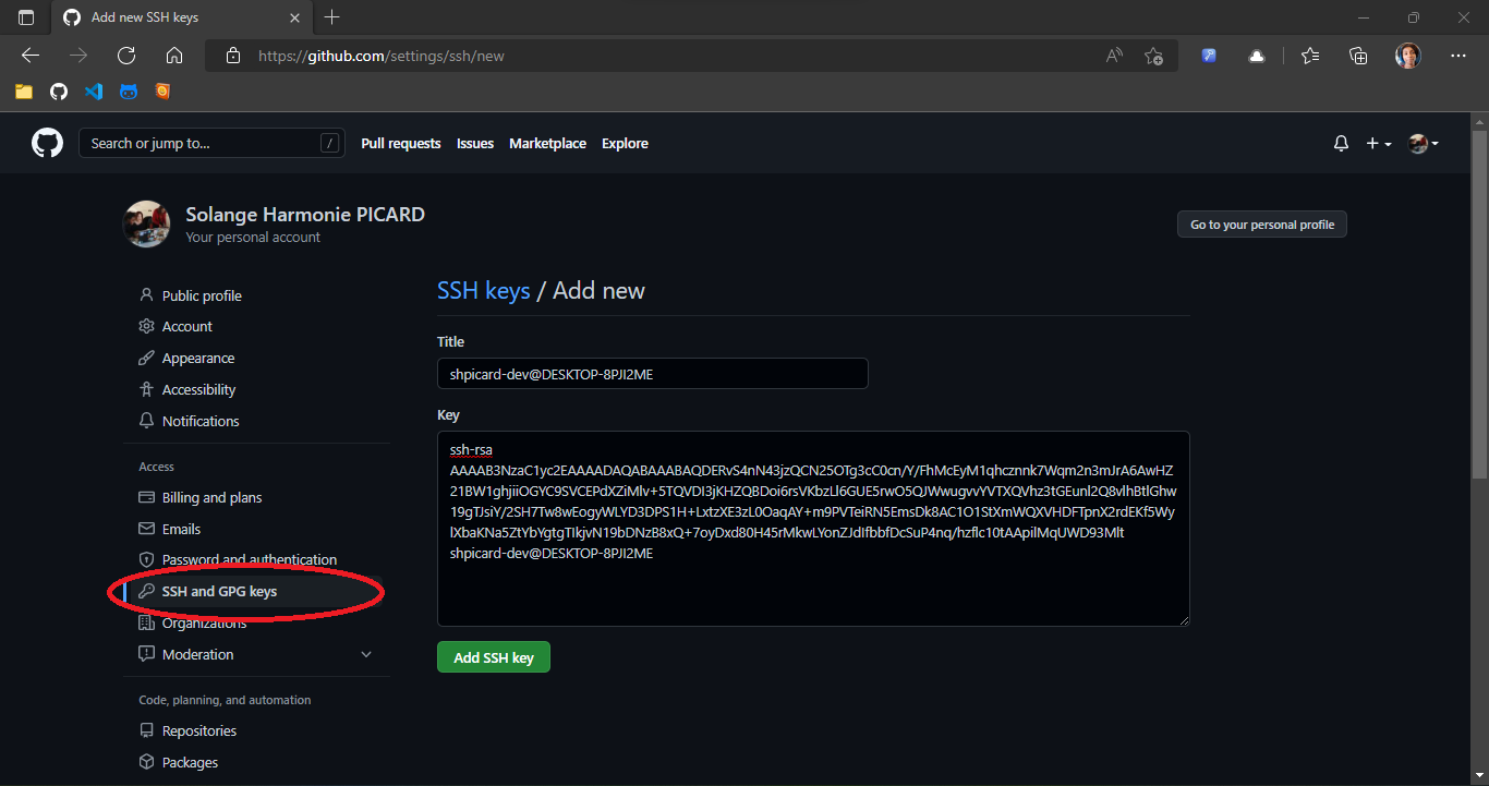 Paste SSH Key