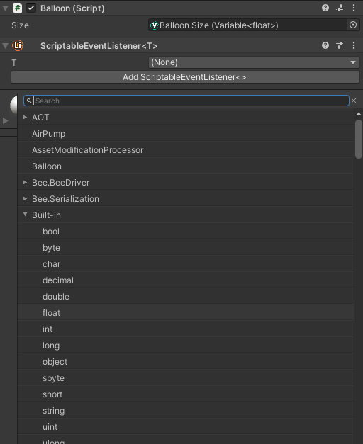 Scriptable Event Listener Choose Type