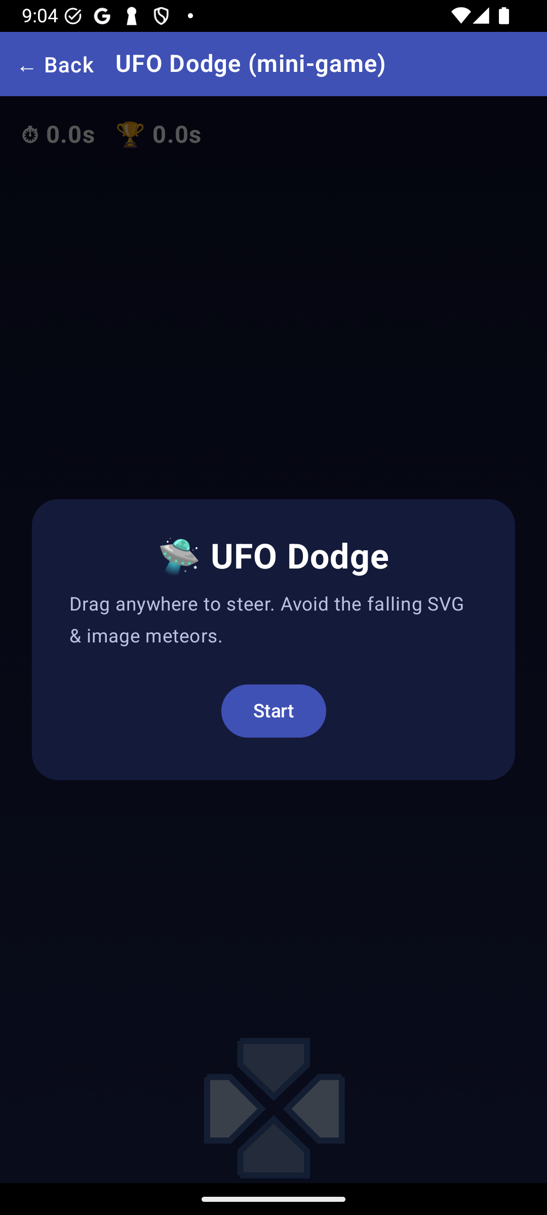 UFO Dodge — the mini-game built entirely from library primitives