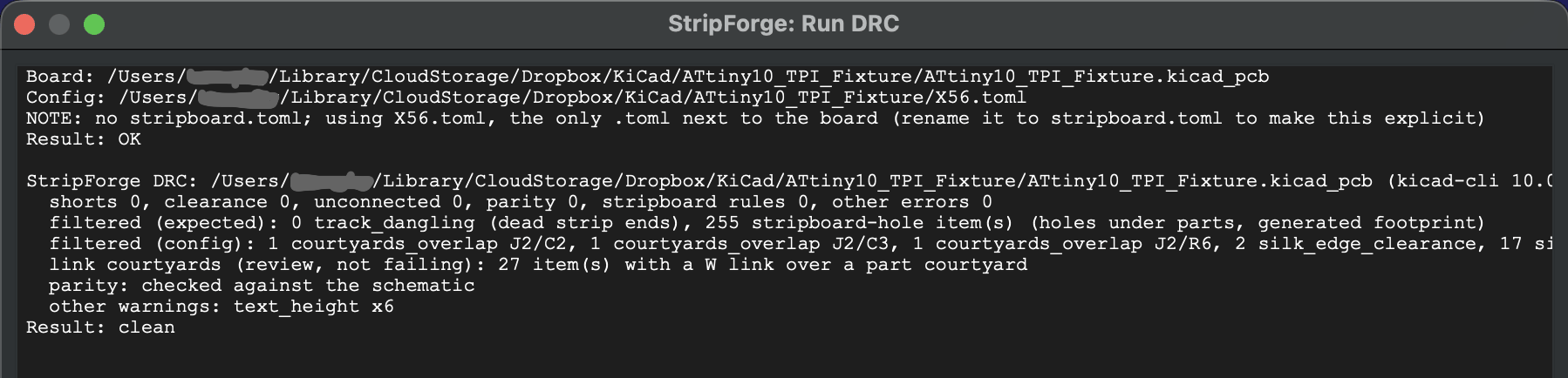 The Run DRC report: shorts 0, unconnected 0, Result: clean