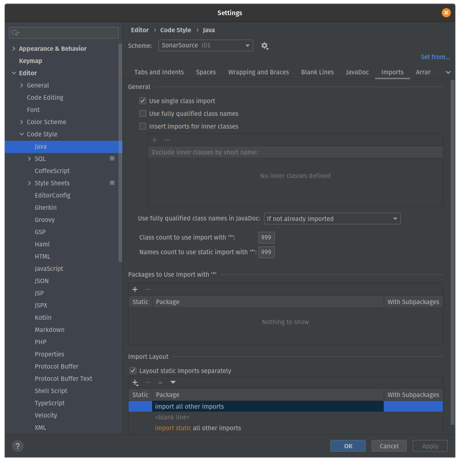 Intellij imports