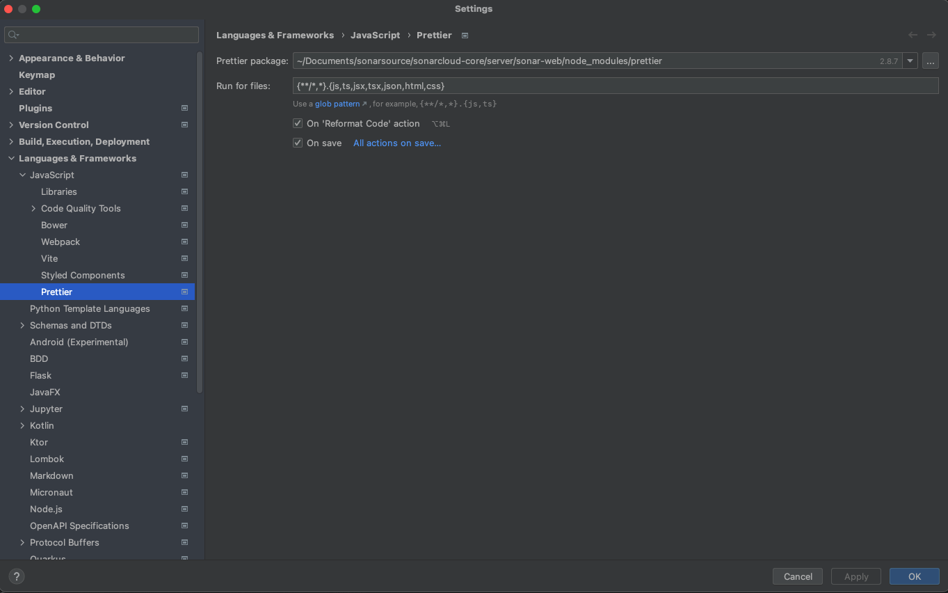 Intellij javascript prettier