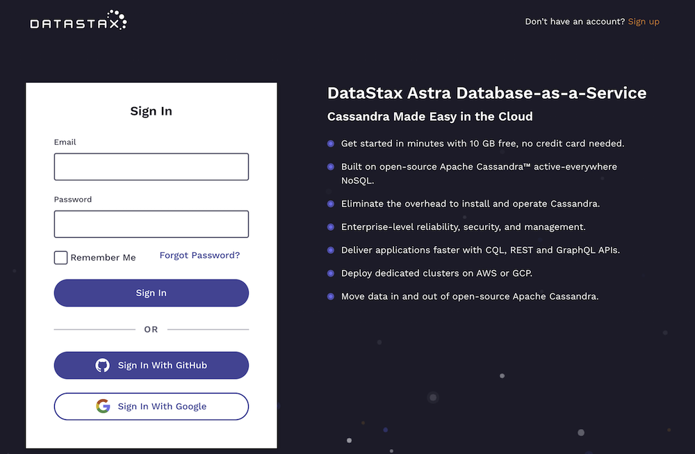 Astra Registration Screen