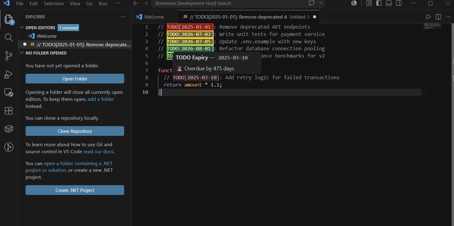 TODO Expiry hover tooltip