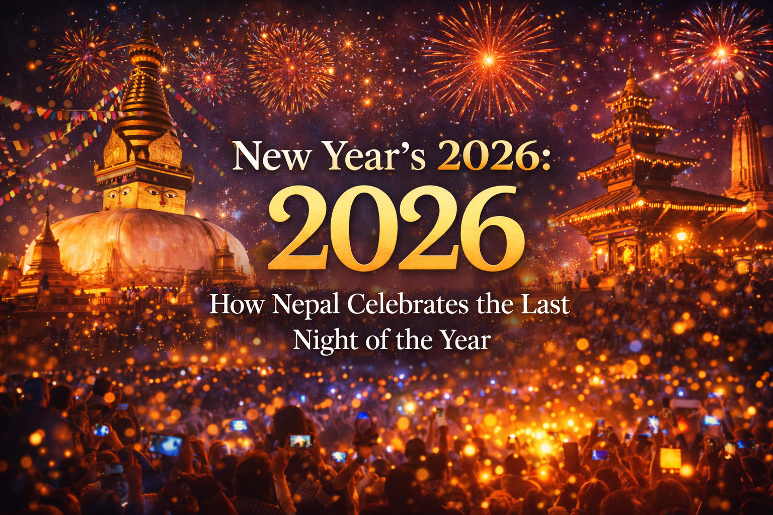 New Year 2026 Celebration with fireworks and clock