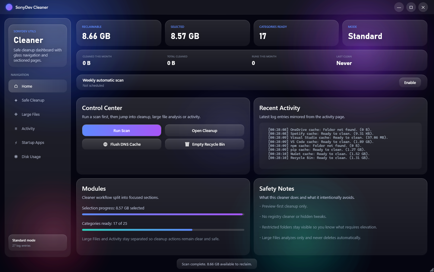 SonyDev Cleaner