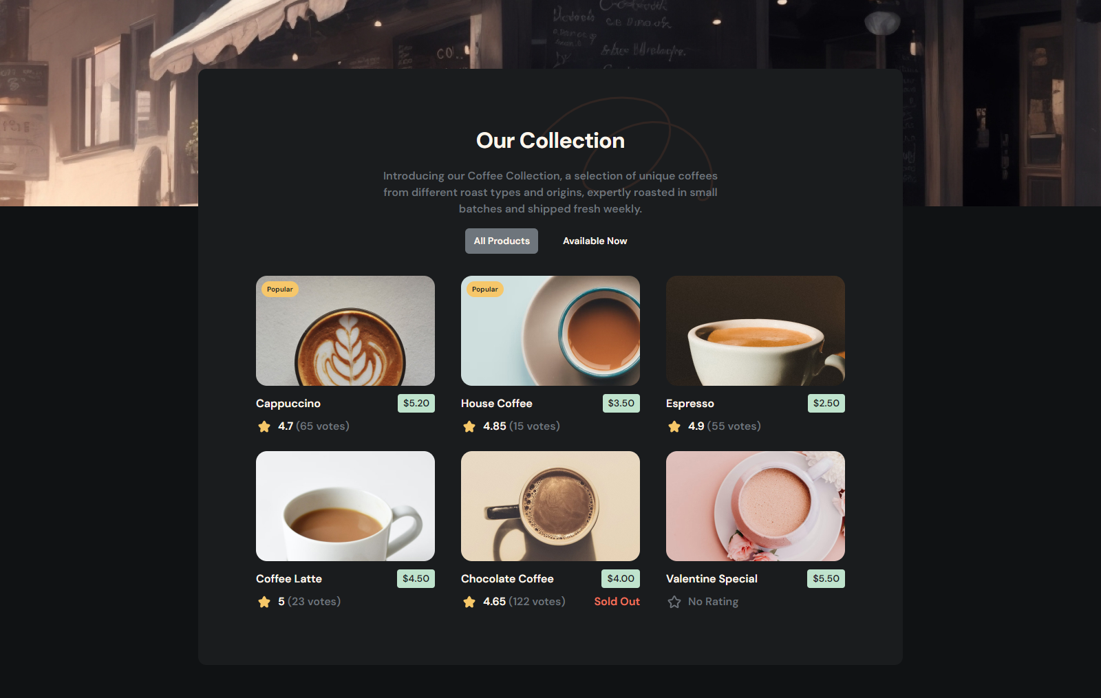 Simple Coffee Listing Preview