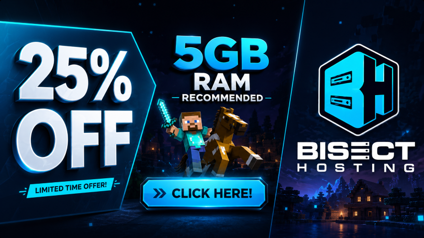 Optional BisectHosting partner offer with 25 percent off the first month