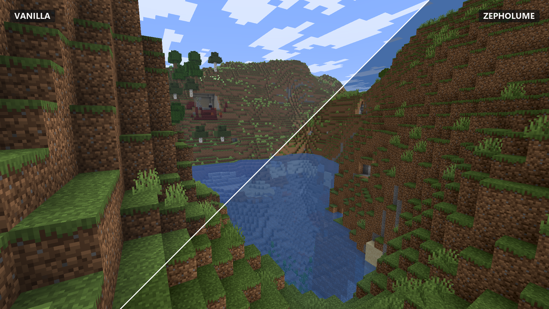 Minecraft Vanilla vs Zepholume Shaders - Ravine River