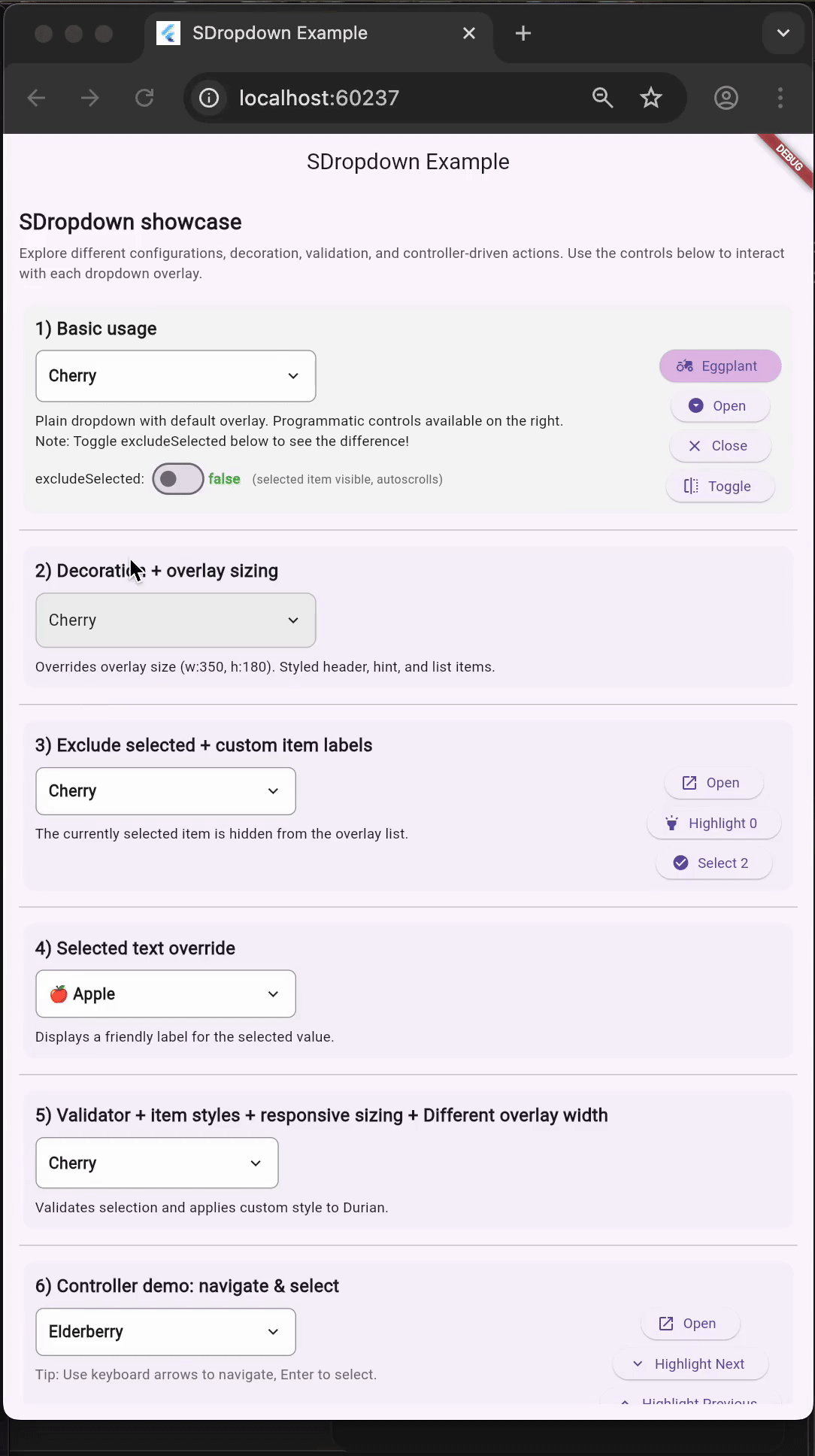 SDropdown example GIF