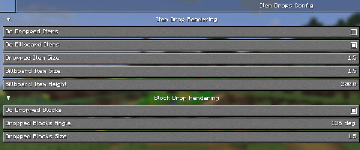 Default config screen