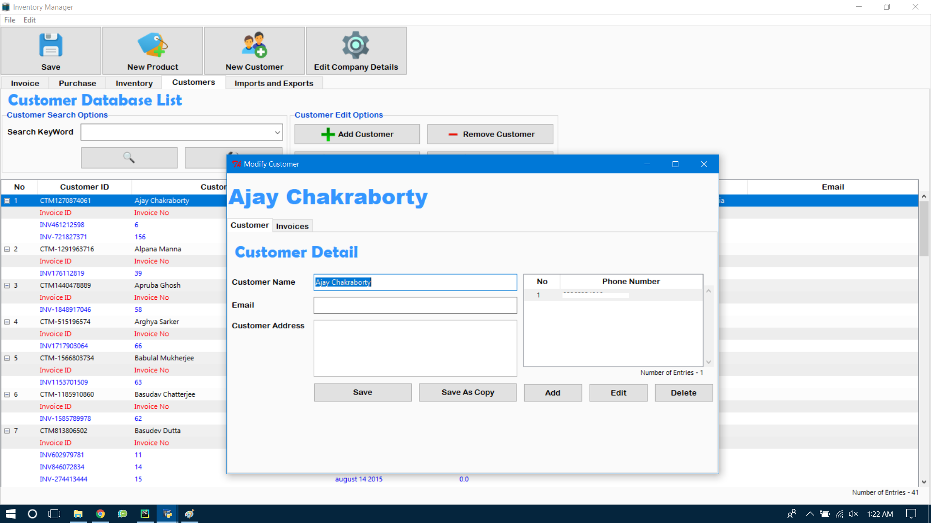 Customer Details Page