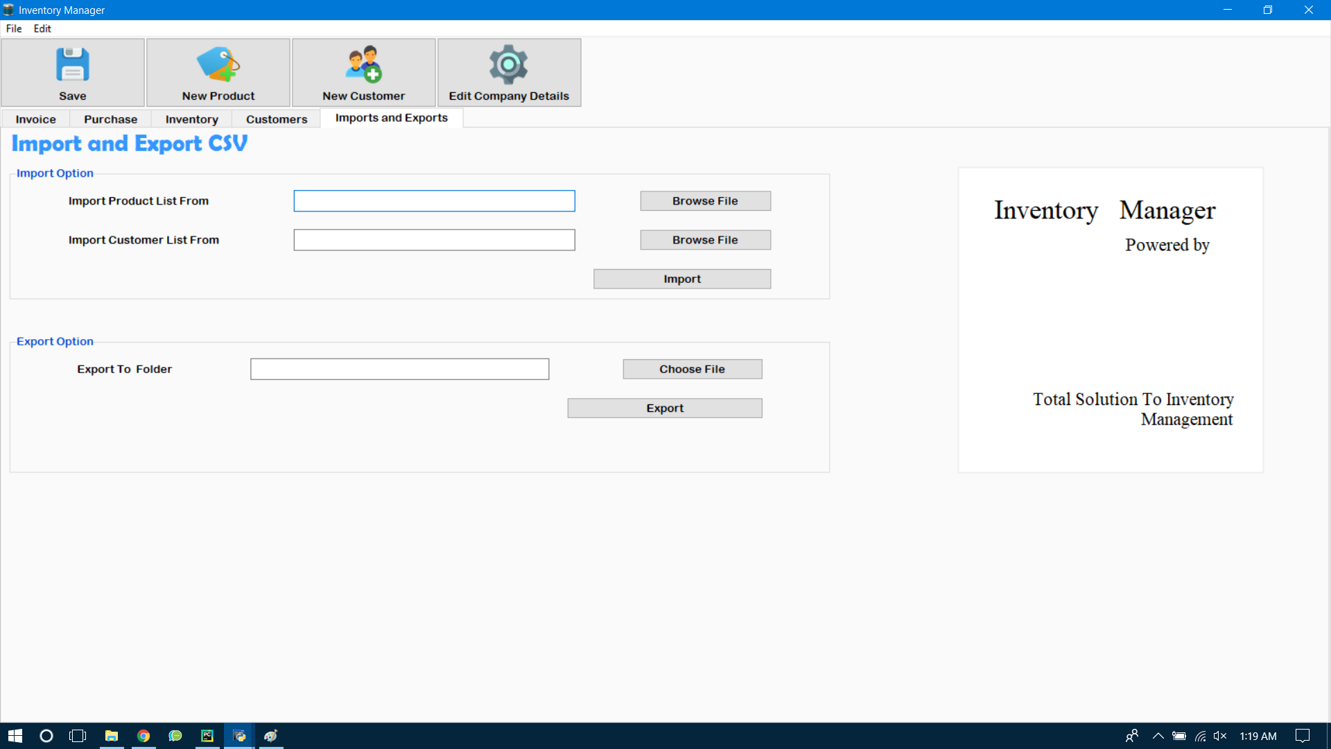 CSV Export - Import Page