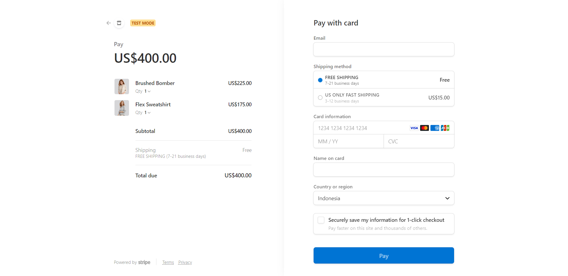 payment with stripe